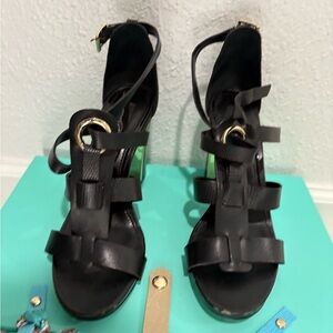 White House Black Market Black Heels with Sturdy Strap